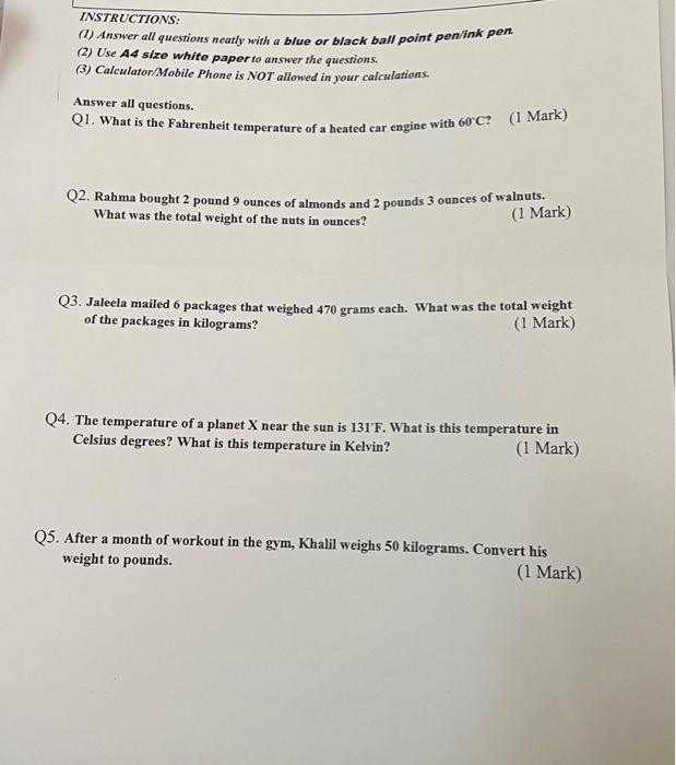 Solved INSTRUCTIONS: (1) Answer all questions neatly with a | Chegg.com