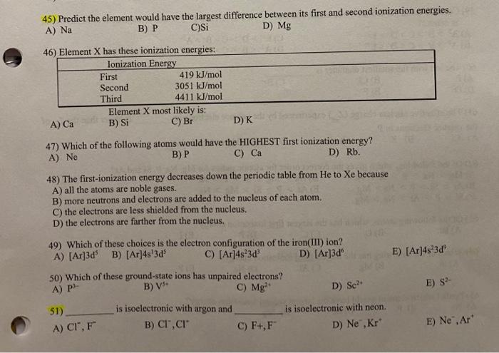 Solved 33) The effective nuclear charge (Zeff ) experienced | Chegg.com