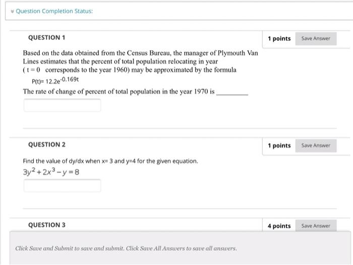 Solved * Question Completion Status: 1 points Save Answer | Chegg.com
