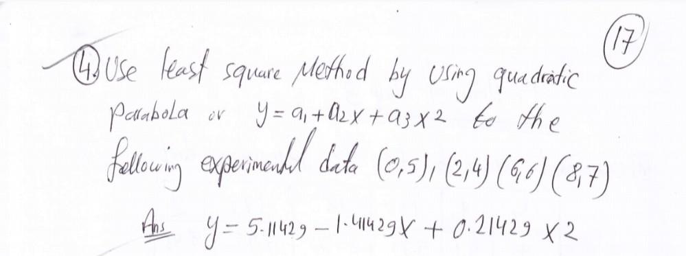 Solved (4.) Use least square Method by using quadratic (17) | Chegg.com