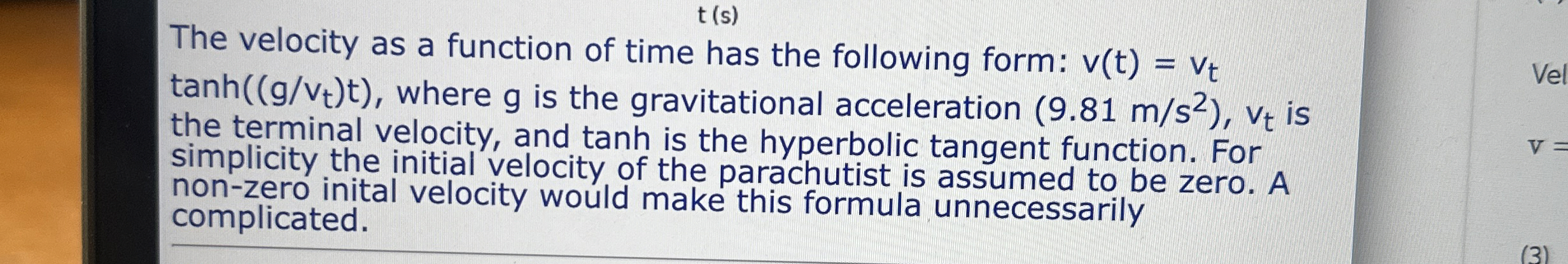 Solved The velocity as a function of time has the following | Chegg.com