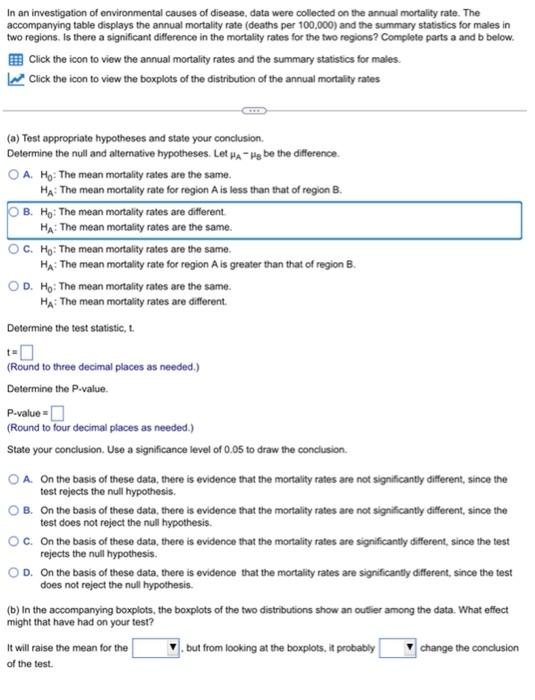 Solved In an investigation of environmental causes of | Chegg.com