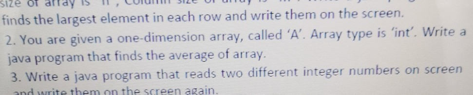 Solved size or array finds the largest element in each row | Chegg.com
