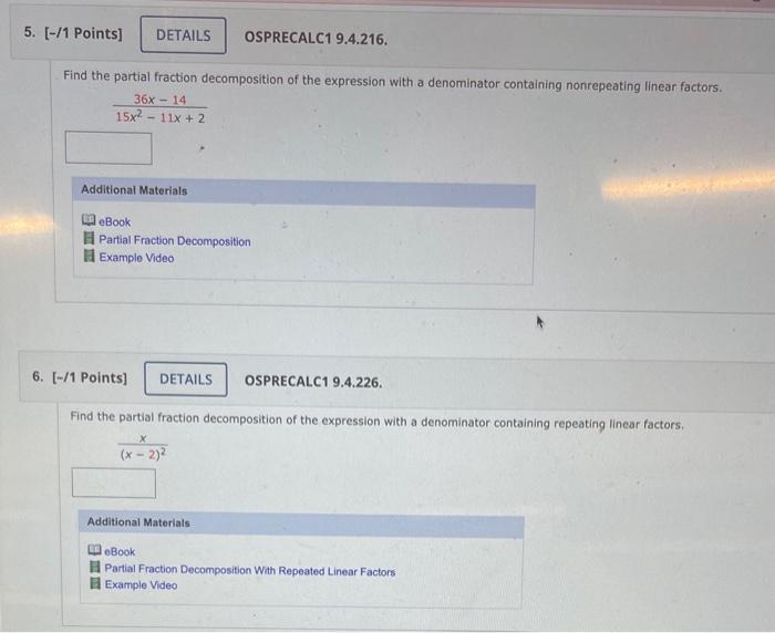 Find the partial fraction decomposition of the | Chegg.com