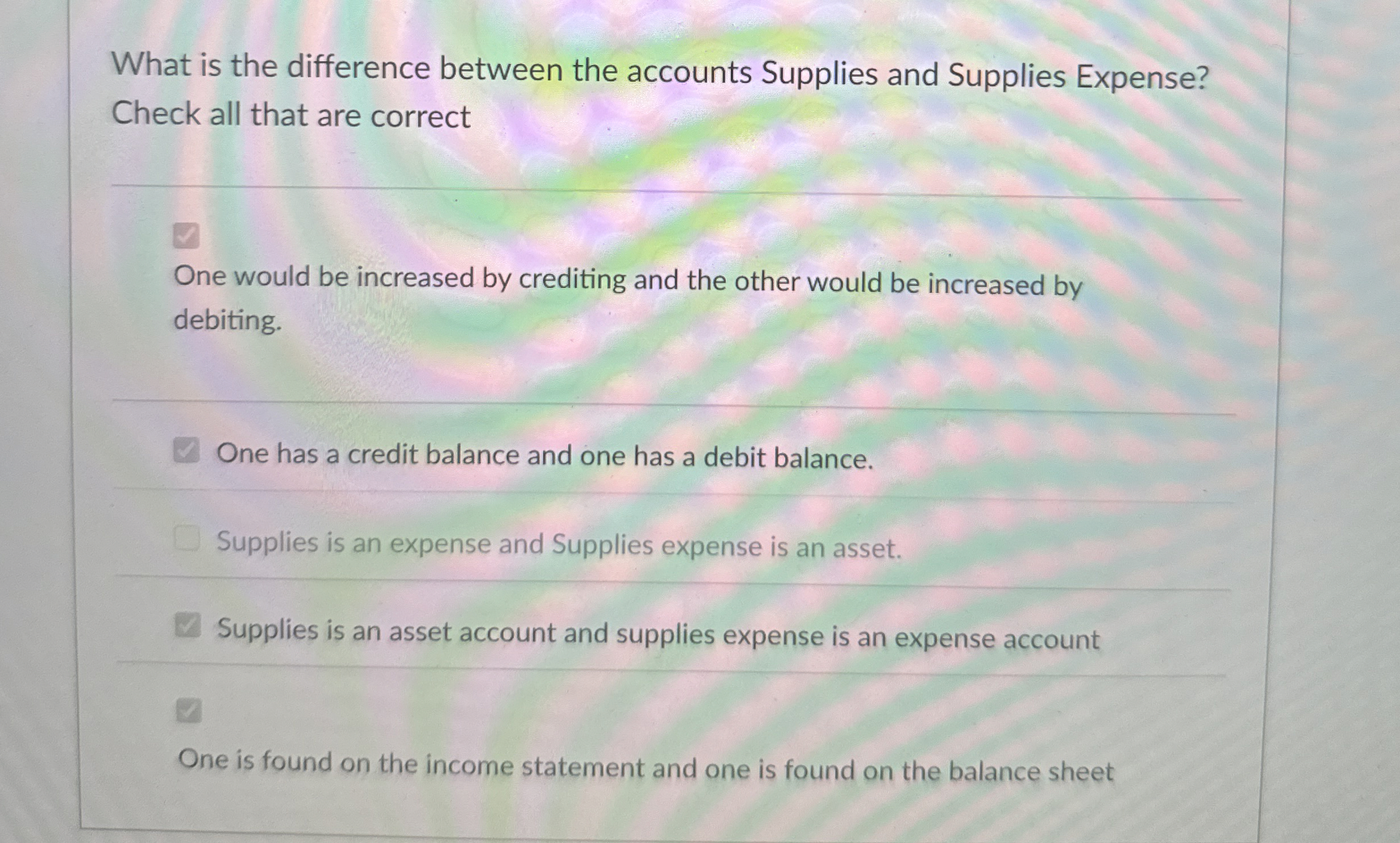 Solved What is the difference between the accounts Supplies