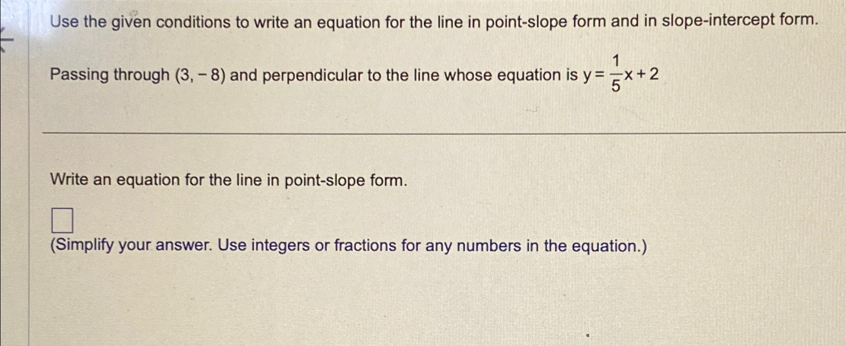 Solved Use the given conditions to write an equation for the | Chegg.com