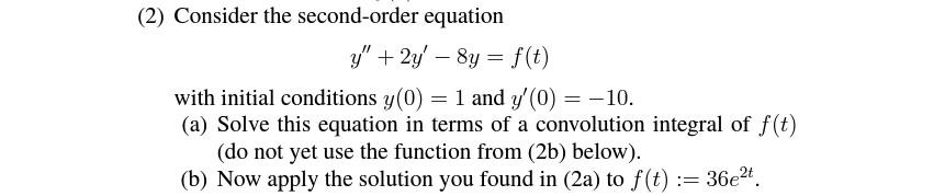 Solved (2) Consider the second-order equation y