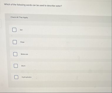 Solved Which of the following words can be used to describe | Chegg.com