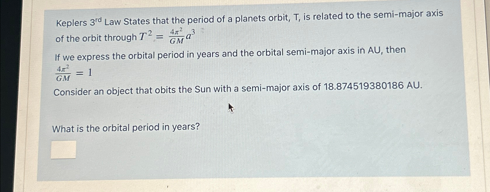 Solved Keplers 3rd ﻿Law States that the period of a planets | Chegg.com