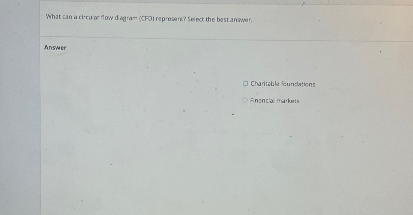 Solved What can a circular flow diagram (CFD) ﻿represent? | Chegg.com