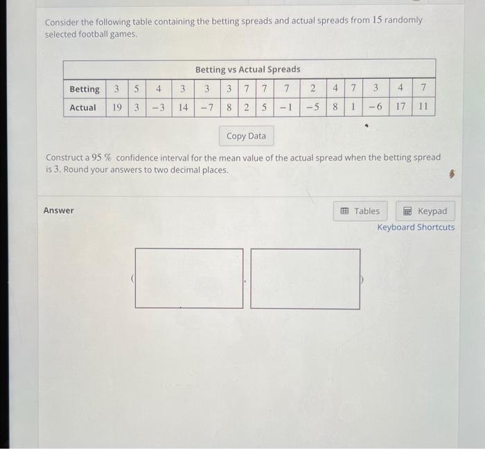 Solved Consider the following table containing the betting