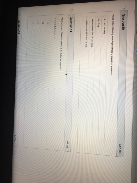 Solved Question 43 1.67 pts When a continue statement is | Chegg.com