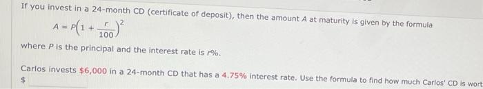 Solved If you invest in a 24-month CD (certificate of | Chegg.com