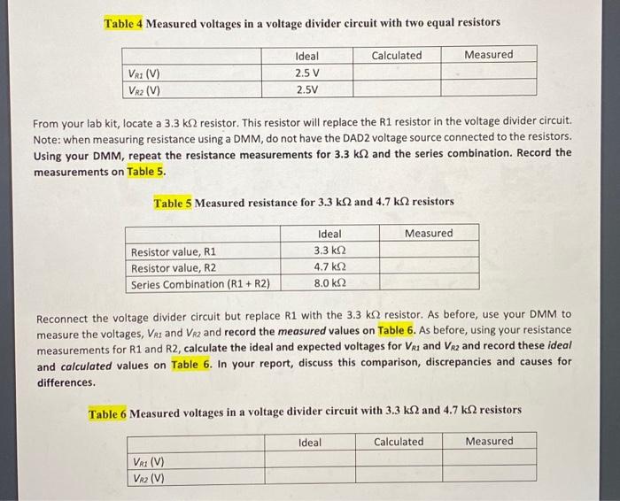 Solved Using your DMM, measure the actual resistance for | Chegg.com