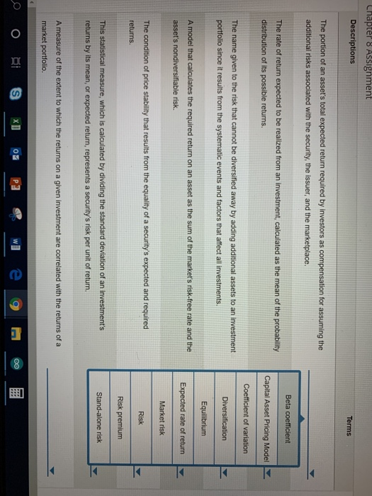 Solved Chapter 8 Assignment Descriptions Terms The portion | Chegg.com