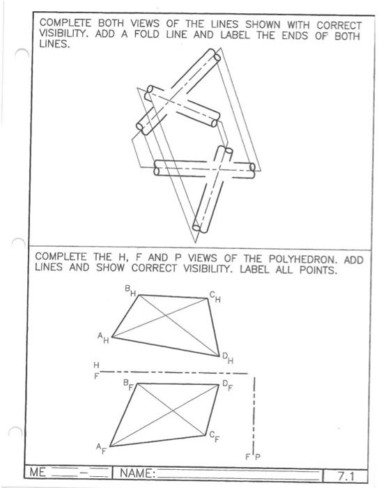 Solved COMPLETE BOTH VIEWS OF THE LINES SHOWN WITH CORRECT | Chegg.com