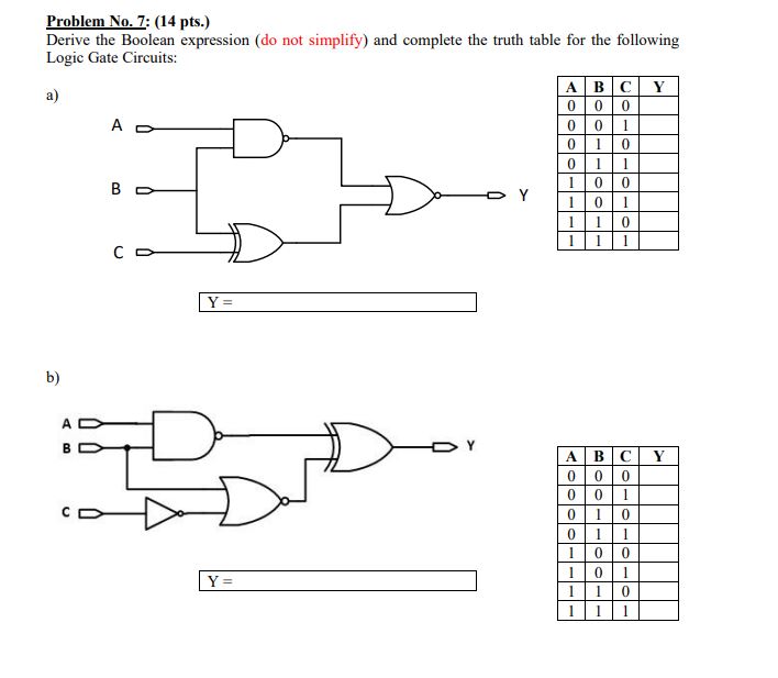 Solved Problem No. 7: (14 ﻿pts.)Derive the Boolean | Chegg.com