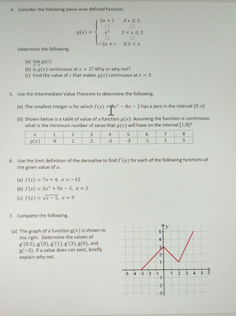Solved 4. Consider the following piece-wise defined | Chegg.com