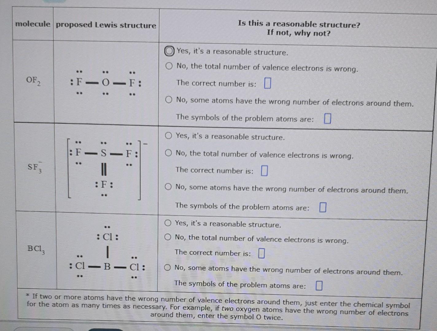 Solved molecule proposed Lewis structure Is this a | Chegg.com