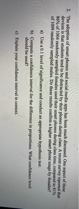 Solved 2. The adoption of smart phones and social media apps | Chegg.com