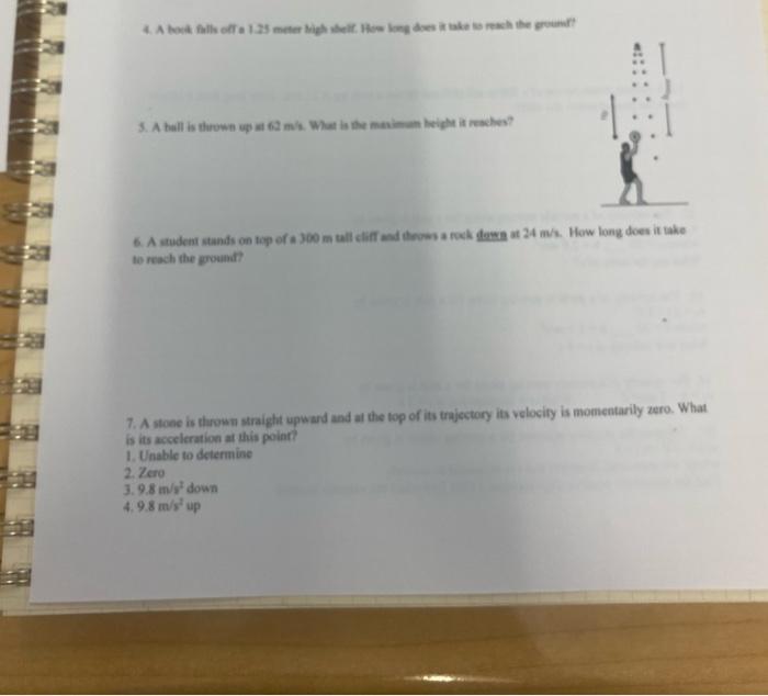 Solved 4. A book falls off a 1.25 meter high shelf. How long