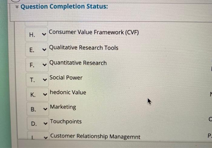 Solved Question Completion Status: Match the following words | Chegg.com