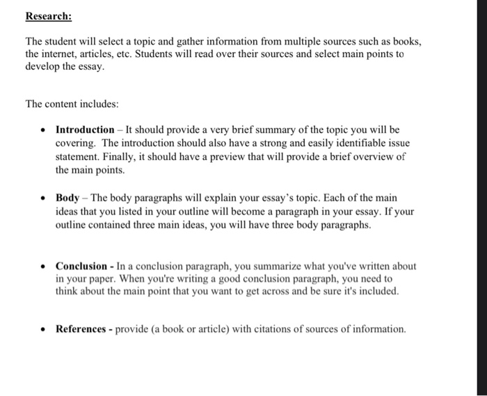 Solved Research: The Student Will Select A Topic And Gather 