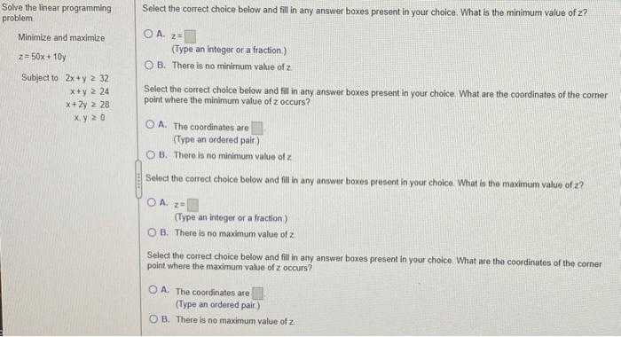 Solved Solve the linear programming problem Minimize and | Chegg.com
