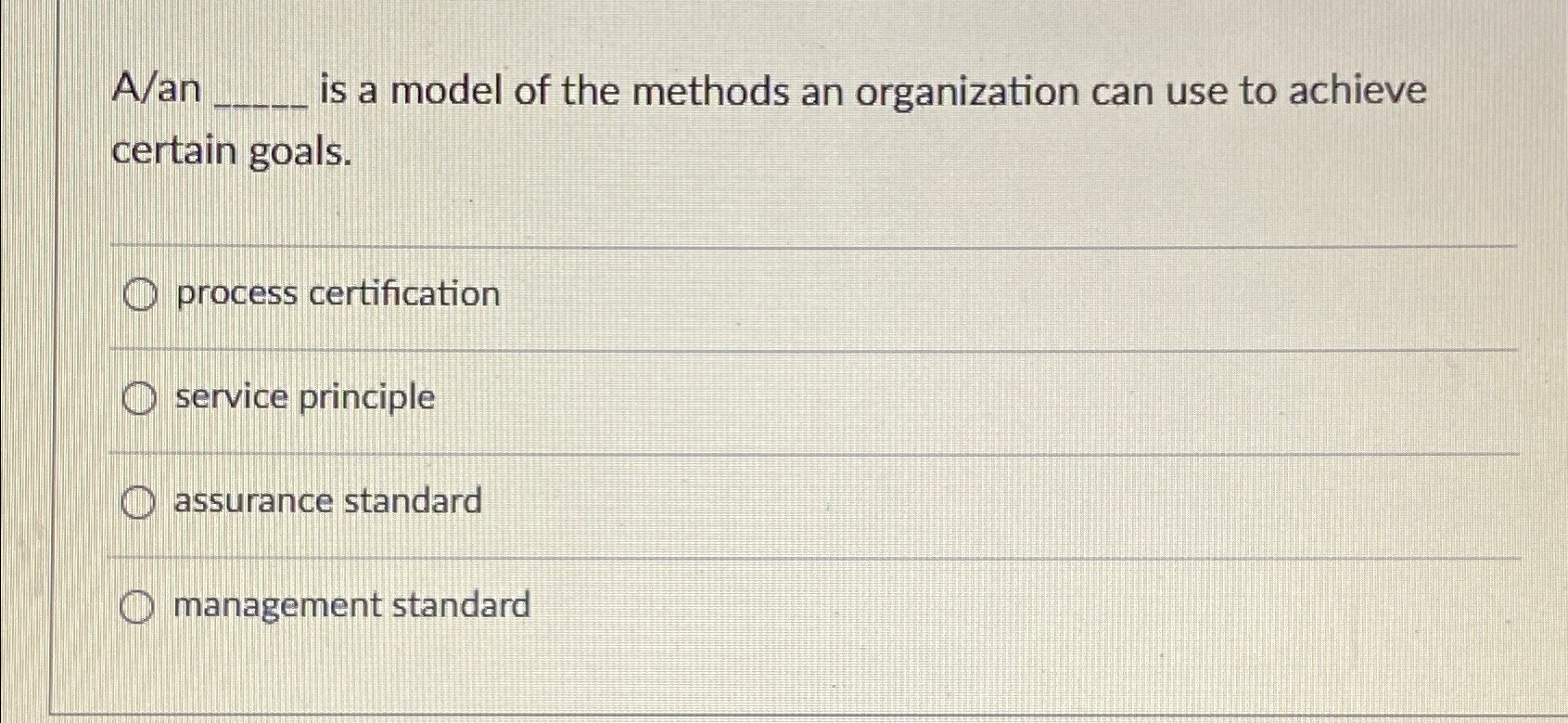Solved A/an is a model of the methods an organization can | Chegg.com