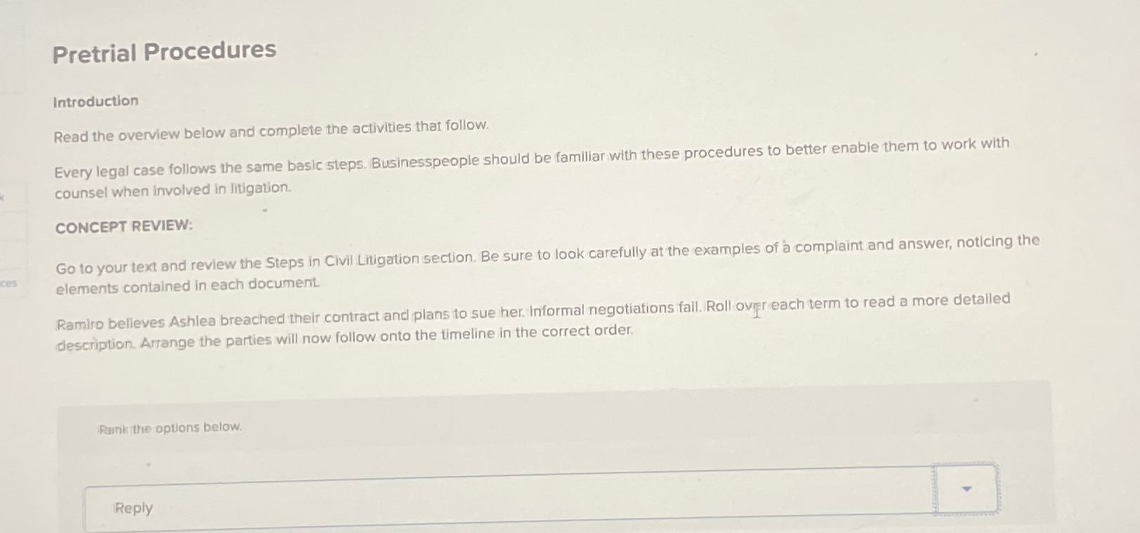 Solved Pretrial ProceduresIntroductionRead the overview | Chegg.com
