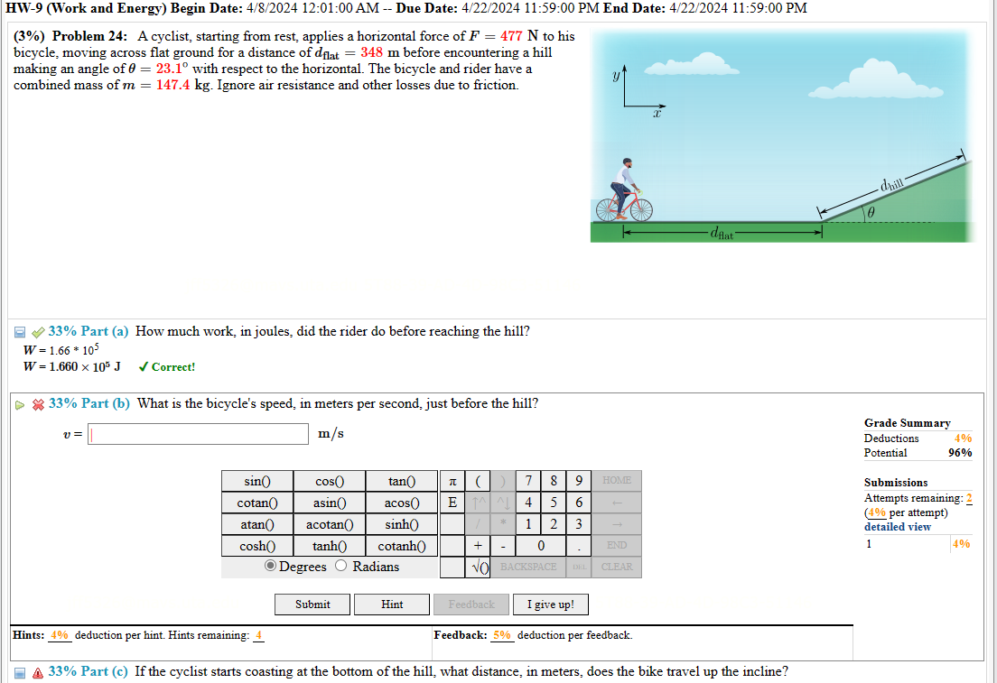 Solved Problem 24: A cyclist, starting from rest, applies a | Chegg.com