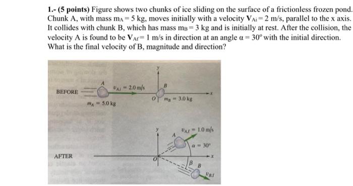 Solved 1.- (5 points) Figure shows two chunks of ice sliding | Chegg.com