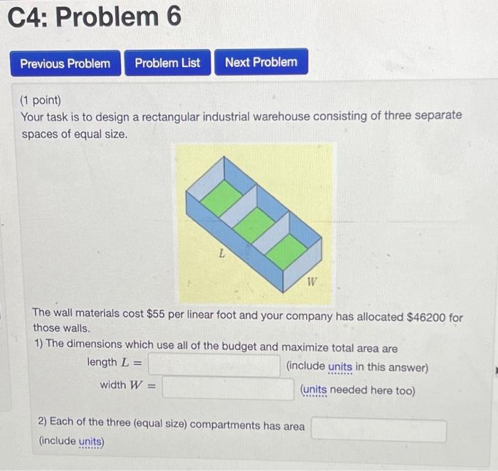 Solved (1 point) Your task is to design a rectangular | Chegg.com