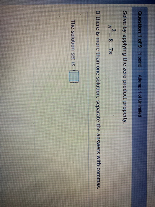 Solved Question 1 Of 9 (1 Point) Attempt 1 Of Unlimited | Chegg.com