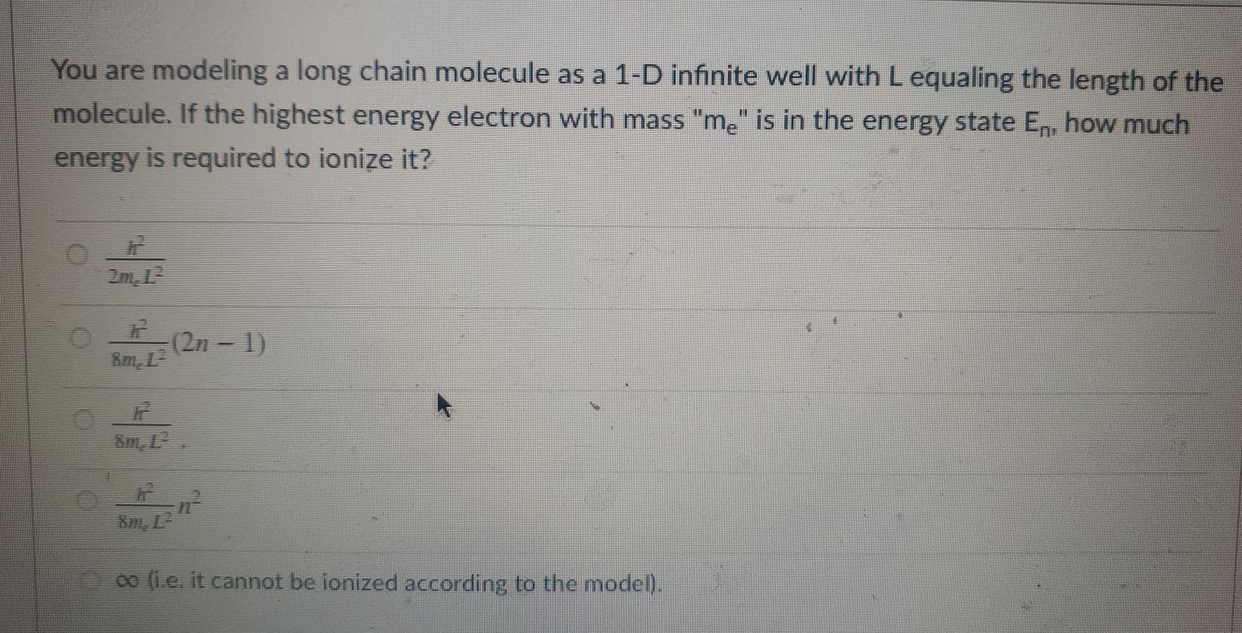 Solved You are modeling a long chain molecule as a 1-D | Chegg.com