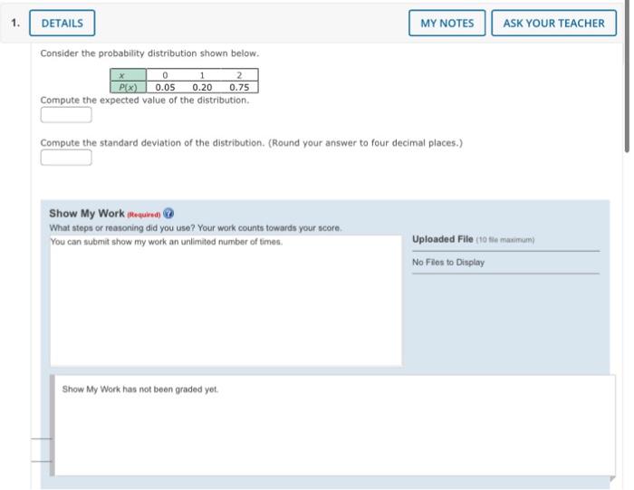 Solved Consider the probability distribution shown below. | Chegg.com