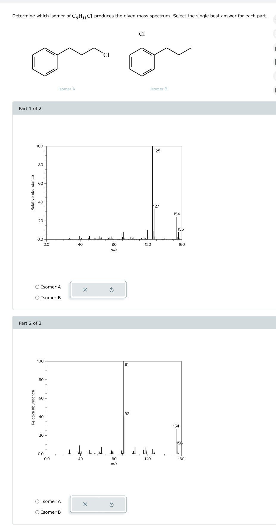 Solved Determine which isomer of C9H11Cl ﻿produces the given | Chegg.com