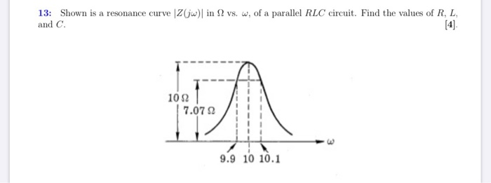 Solved 13 Shown Is A Resonance Curve Z W In 2 Vs W Of Chegg Com