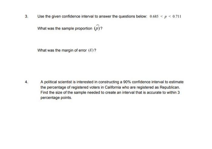 Solved 3. Use the given confidence interval to answer the | Chegg.com