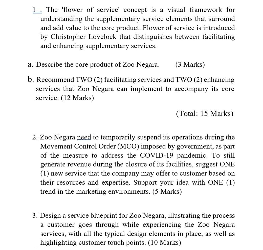 Solved 1. The 'flower of service' concept is a visual
