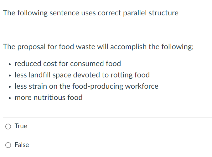 Solved The following sentence uses correct parallel | Chegg.com