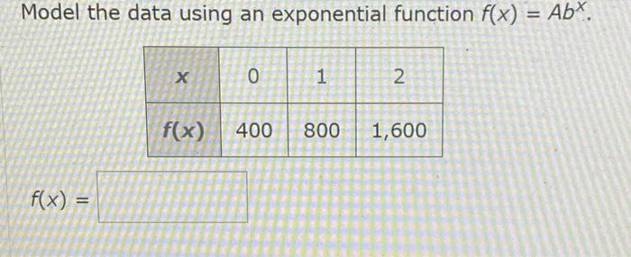 Solved Model the data using an exponential function | Chegg.com