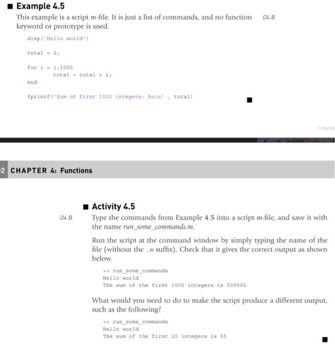 Solved 4.5. Solve the following matlab exercise and provide | Chegg.com