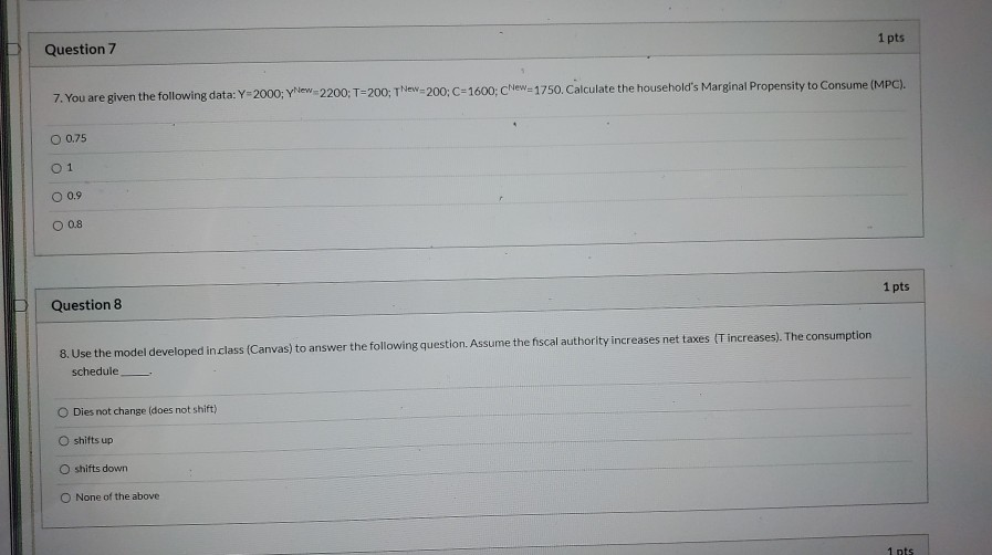 Solved Question 3 1 pts 3. You are given the following data: | Chegg.com