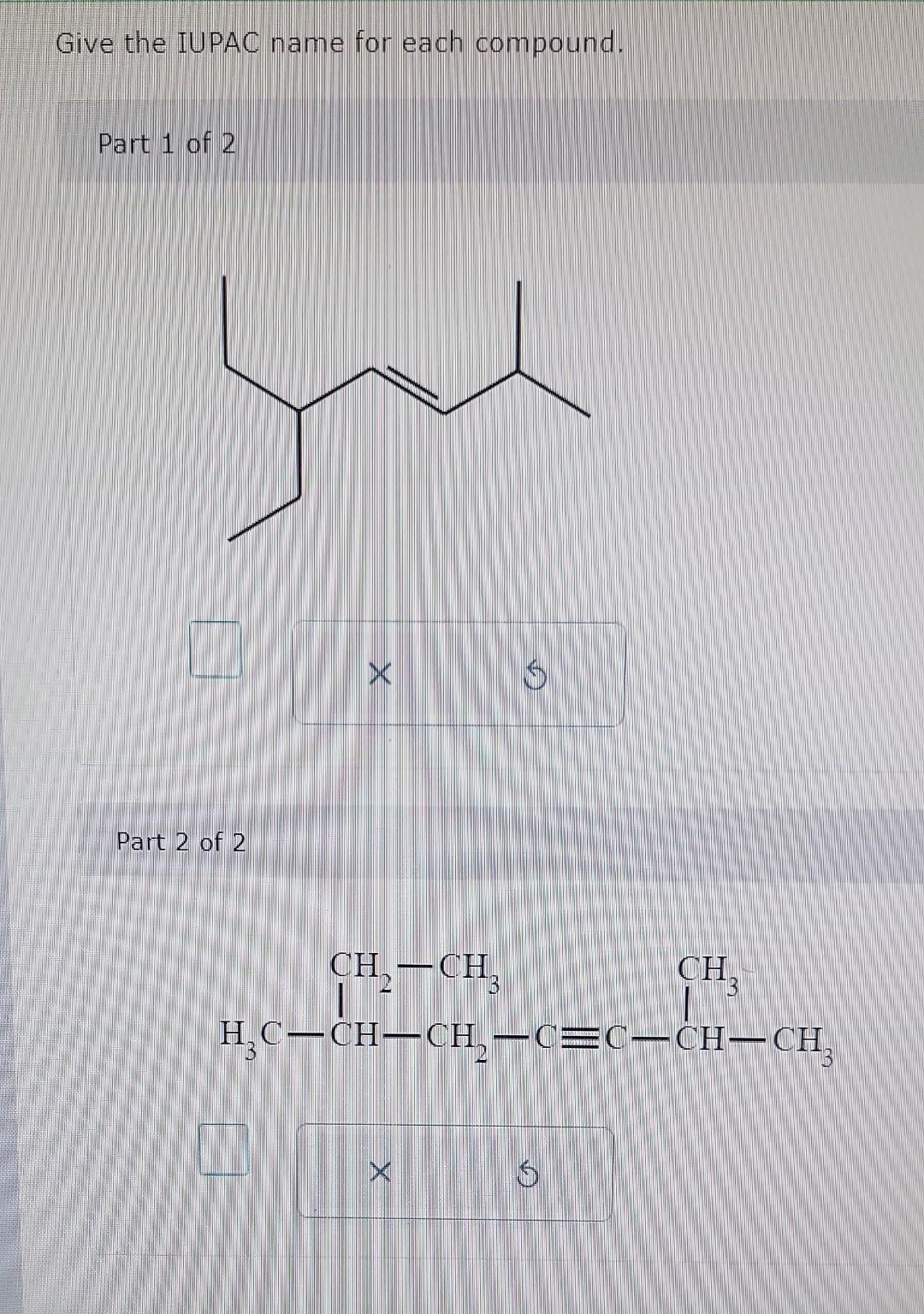 Solved Give The Iupac Name For Each Compound Part 1 Of 2 X5 5773