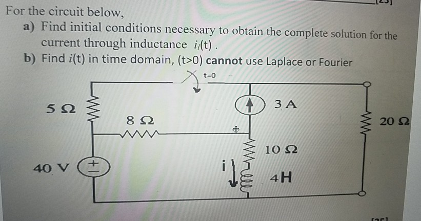 Solved For the circuit below, a) Find initial conditions | Chegg.com