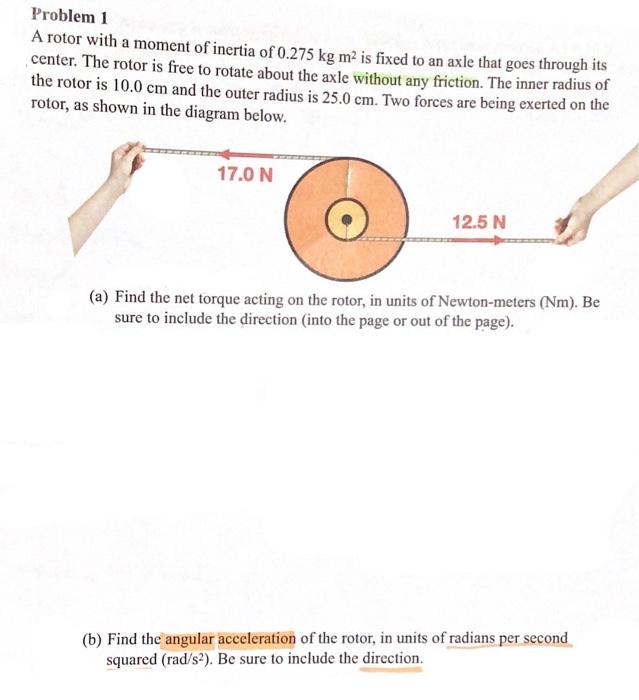 Solved Problem 1 A rotor with a moment of inertia of 0.275