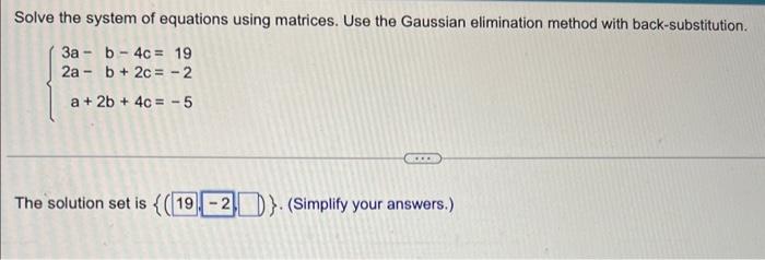 Solved Solve the system of equations using matrices. Use the | Chegg.com