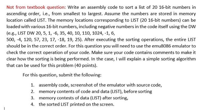 Not from textbook question: Write an assembly code to | Chegg.com