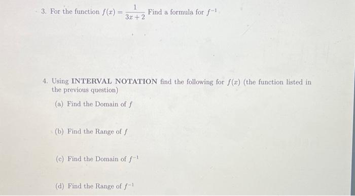 Solved 4. Using INTERVAL NOTATION find the following for | Chegg.com